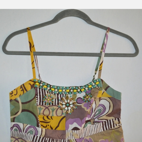 Cabi Style #107 Patchwork Beaded Sundress Size 2 Empire Waist - Picture 3 of 8